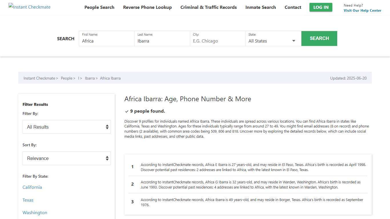 Africa Ibarra (Profile): Age, Phone, Locations, Background