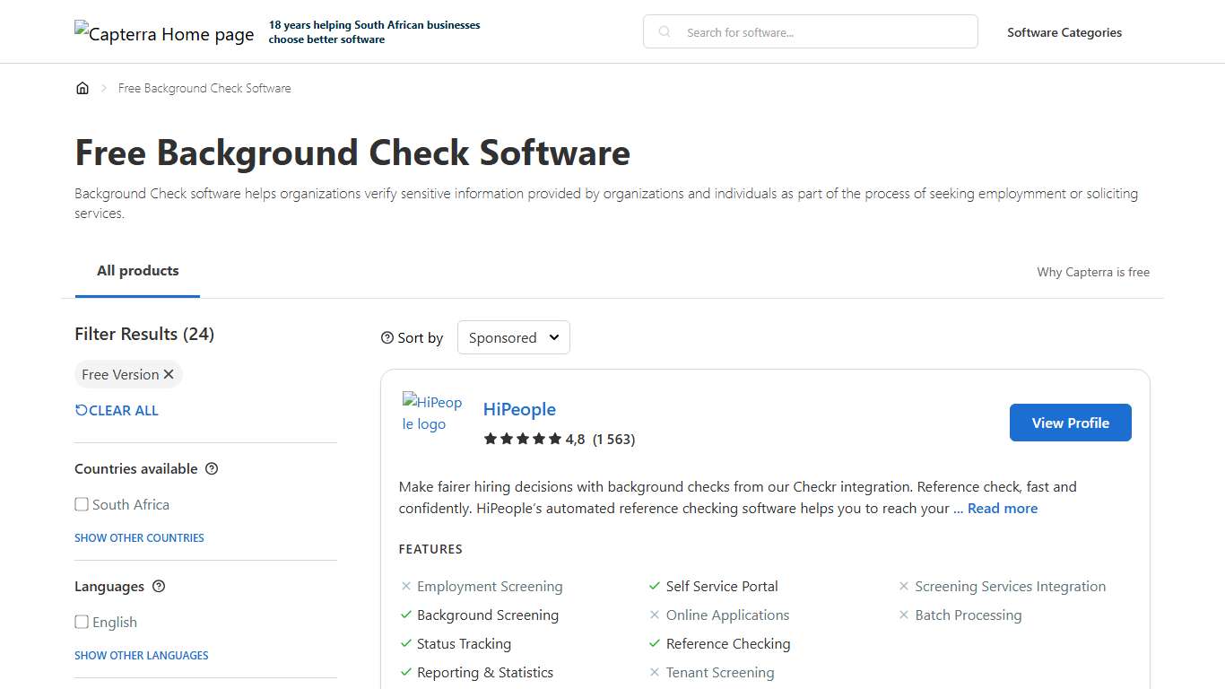 Free Background Check Software - Capterra South Africa 2026